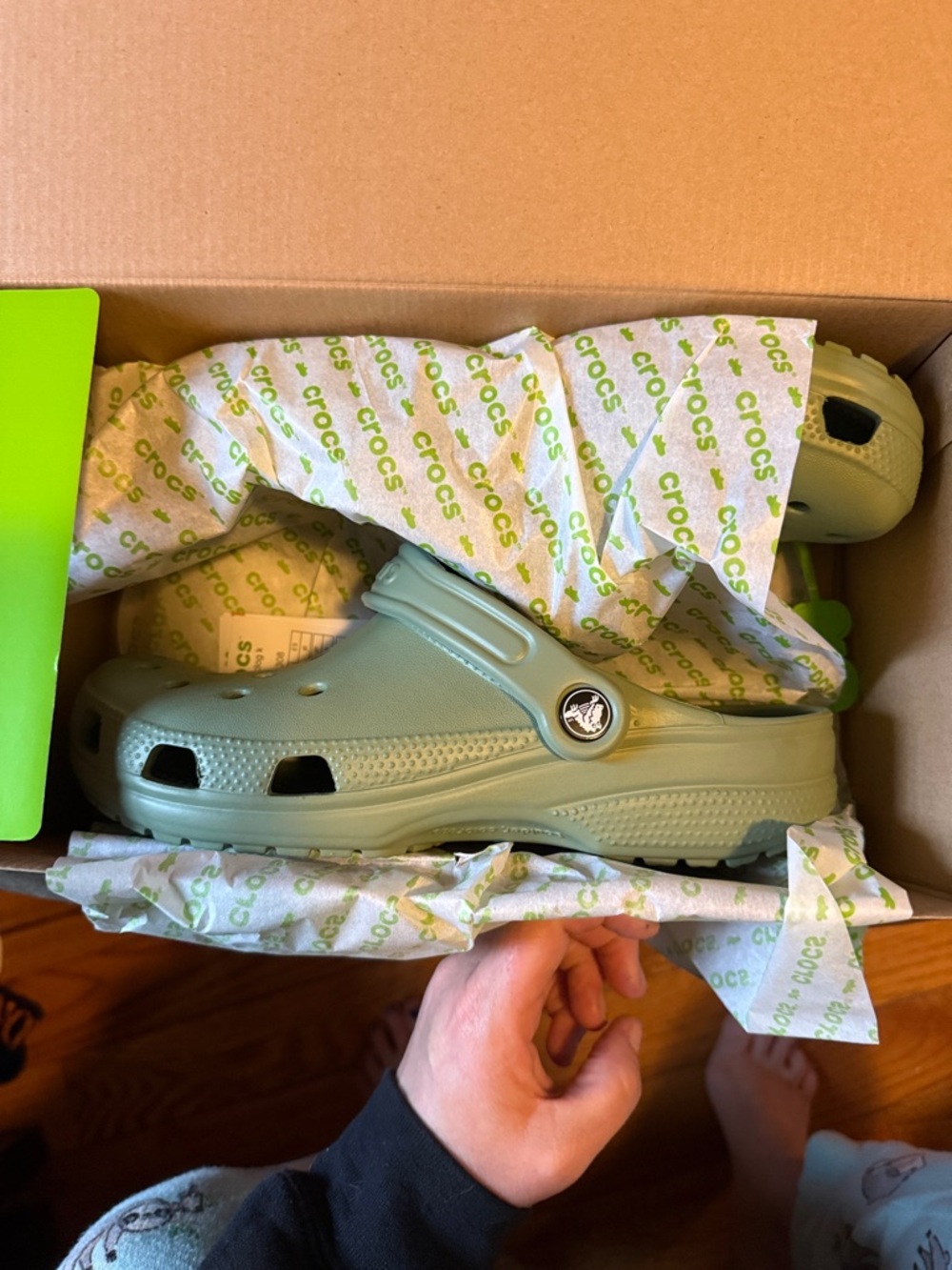 New kids size 6 CROCS Kids Classic Clog in Sage Green
